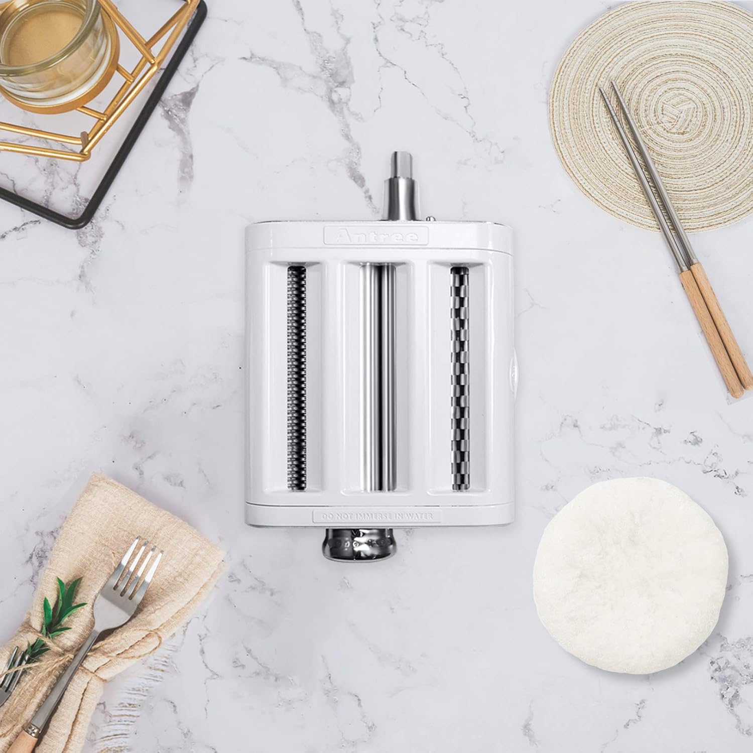 ANTREE 3-IN-1 Pasta Attachment & Ravioli Attachment for KitchenAid Stand Mixers, Pasta Maker Assecories included Pasta Sheet Roller, Spaghetti Cutter and Ravioli Maker Attachment