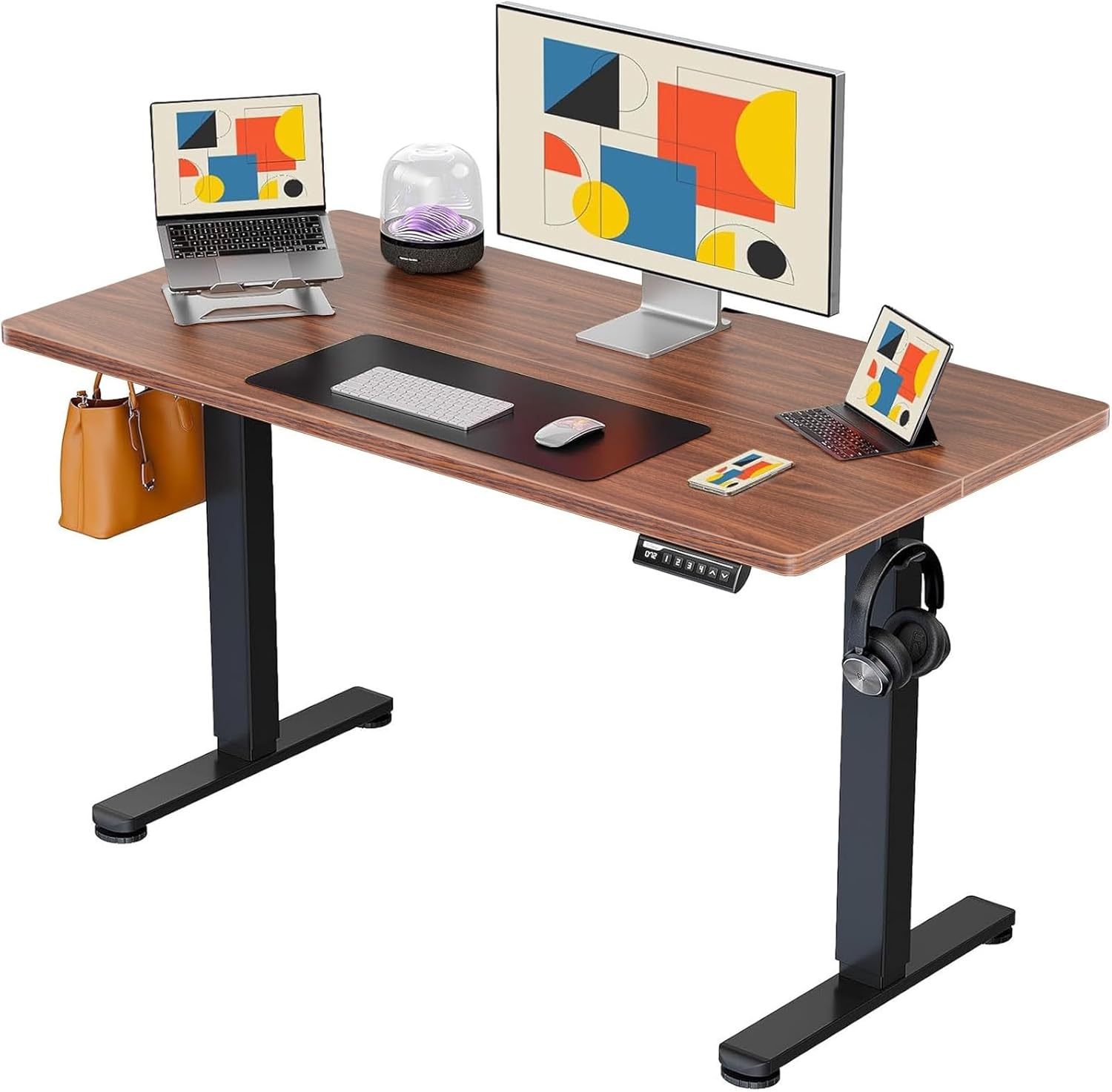 ErGear Height Adjustable Electric Standing Desk, 40 x 24 Inches Sit Stand up Desk, Memory Computer Home Office Desk (Light Vintage Brown)