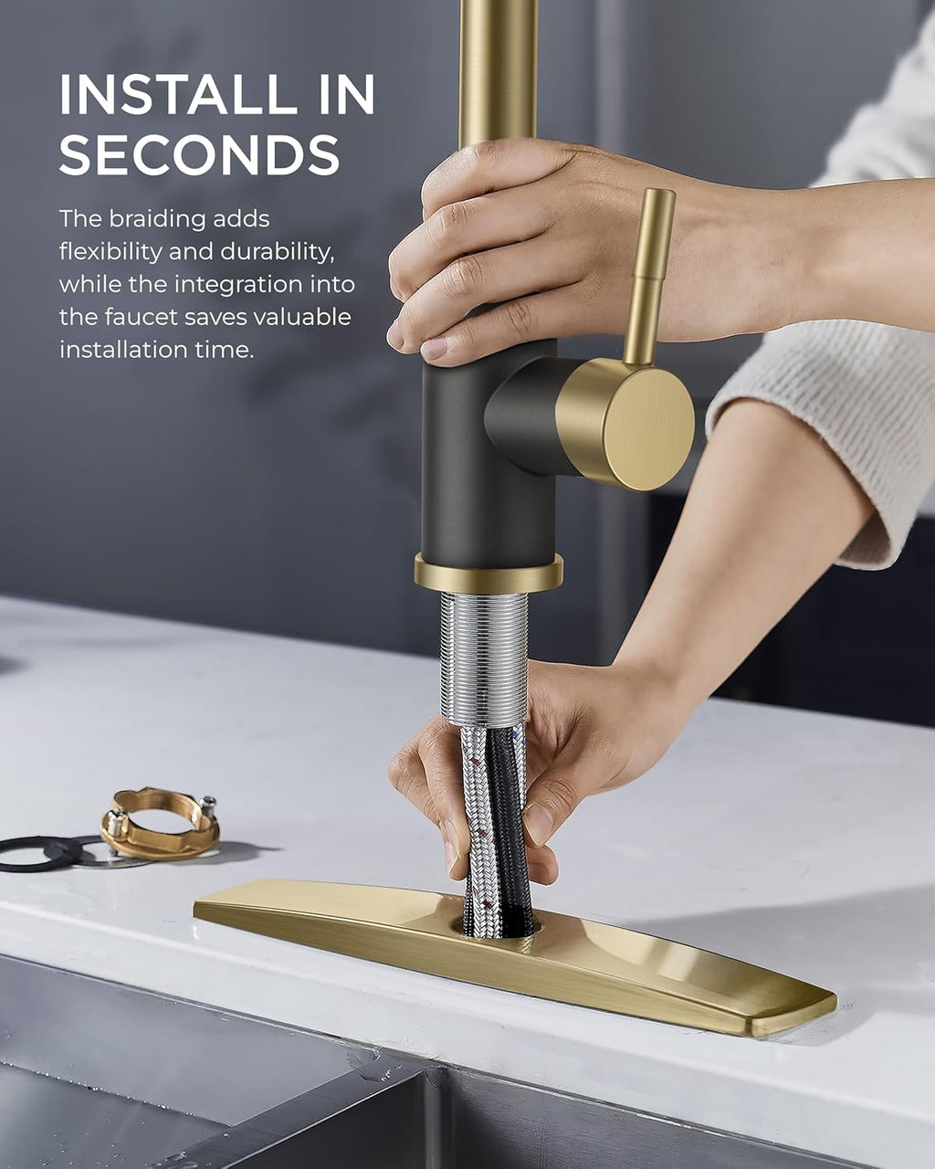 FORIOUS Touchless Kitchen Faucets, Brushed Nickel Kitchen Faucet with Pull Down Sprayer, Single Handle Smart Motion Sensor Kitchen Sink Faucet,Contemporary Hands-Free Sink Faucet for Farmhouse Laundry