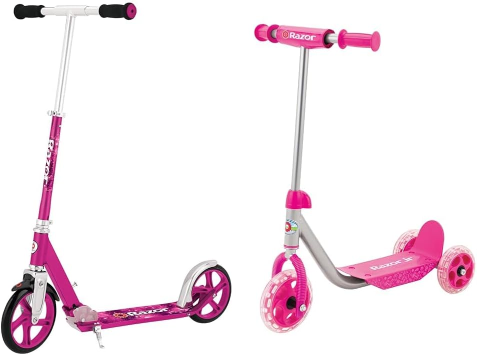 Razor A5 Lux Kick Scooter for Kids Ages 8+ - 8" Urethane Wheels, Anodized Finish Featuring Bold Colors and Graphics, for Riders up to 220 lbs