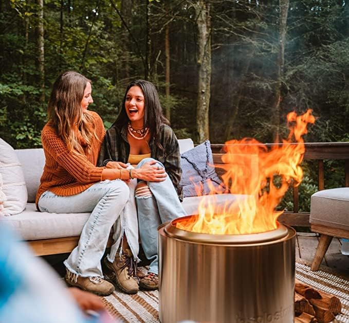 Solo Stove Bonfire 2.0 with Stand, 19.5 Inch Smokeless Fire Pit with Removable Ash Pan - Portable Outdoor Fire Pit - Stainless Steel Wood Burning Fireplace, Ideal for 4-6 People, 21.75 lbs, Water
