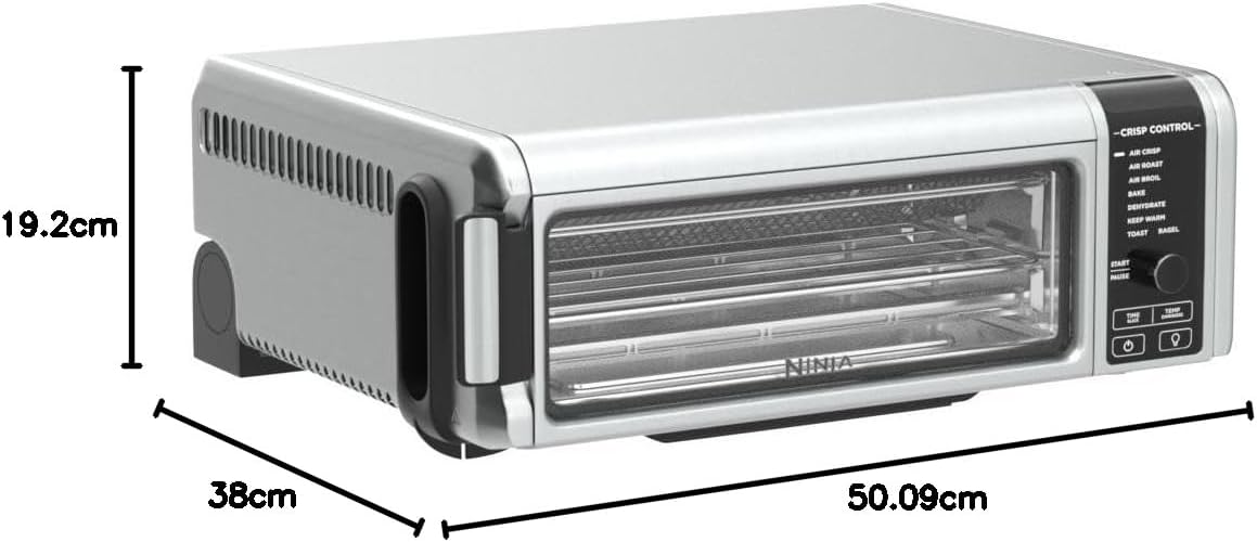 Ninja SP101 Digital Air Fry Countertop Oven with 8-in-1 Functionality, Flip Up & Away Capability for Storage Space, with Air Fry Basket, Wire Rack & Crumb Tray, Silver
