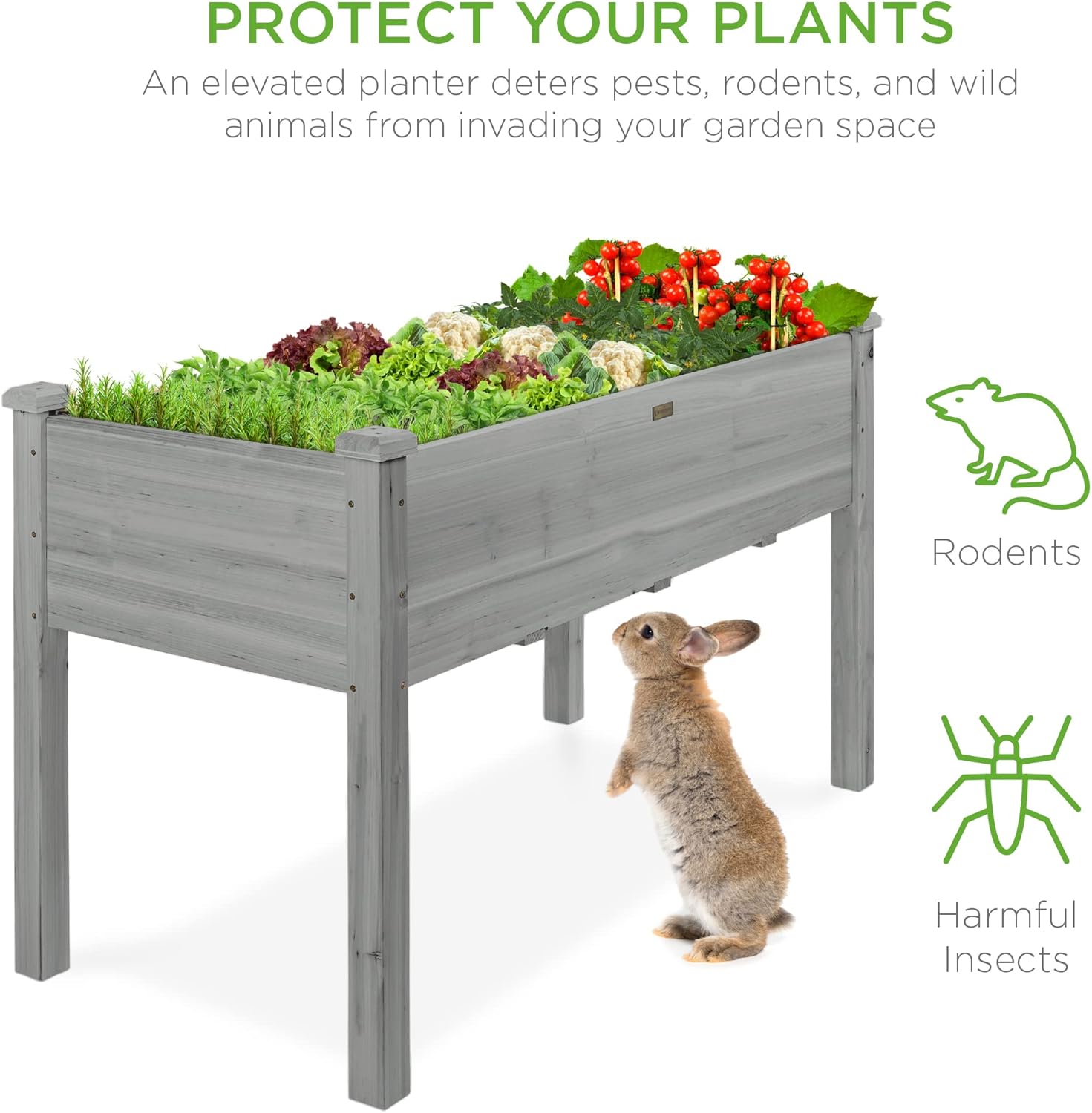 Best Choice Products 72x23x30in Raised Garden Bed, Elevated Wood Planter Box Stand for Backyard, Patio, Balcony w/Divider Panel, 6 Legs, 300lb Capacity - Natural