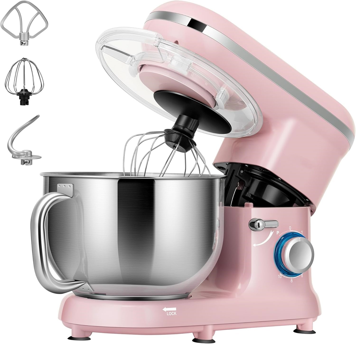 Stand Mixer, 660W 10 Speed 6 Quart Tilt-Head Kitchen Electric Food Mixer with Beater, Dough Hook, Wire Whip and Egg Separator