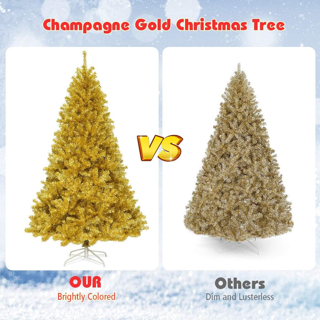 Goplus 7ft Artificial White Christmas Tree Xmas Pine Tree with Solid Metal Legs Perfect for Indoor and Outdoor Holiday Decoration
