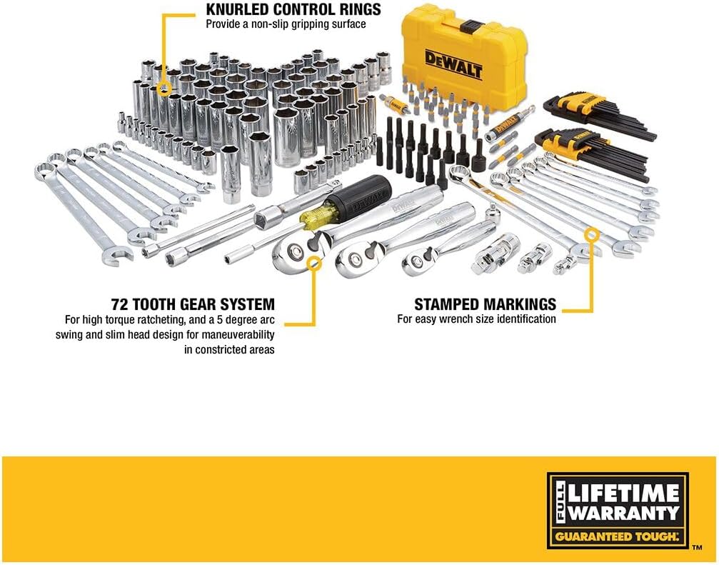 DEWALT Mechanics Tool Kit (DWMT73803) and Screwdriver & Drill Bit Set (DWA2FTS100)