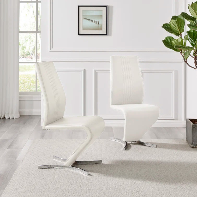 Wilhelm Faux Leather Chrome Feet 'Z' Leg Dining Chairs Modern Design