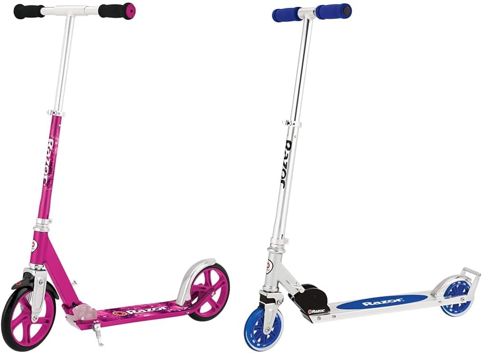 Razor A5 Lux Kick Scooter for Kids Ages 8+ - 8" Urethane Wheels, Anodized Finish Featuring Bold Colors and Graphics, for Riders up to 220 lbs