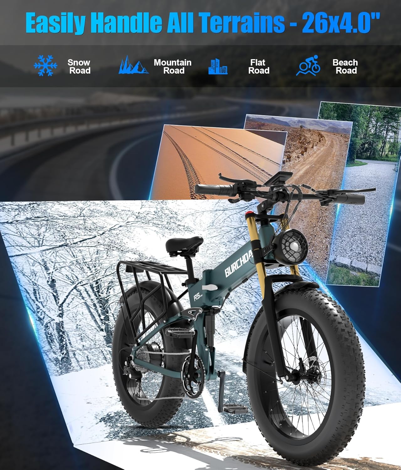 Dual Motor 2000W/1000W Electric Bike for Adult 48V 30AH/20Ah Removable Battery Up to &120 Miles Long Range 26"Fat Tire Off Road Mountain Full Suspension Electric Bicycle,Adjustable Stem,UL Certified