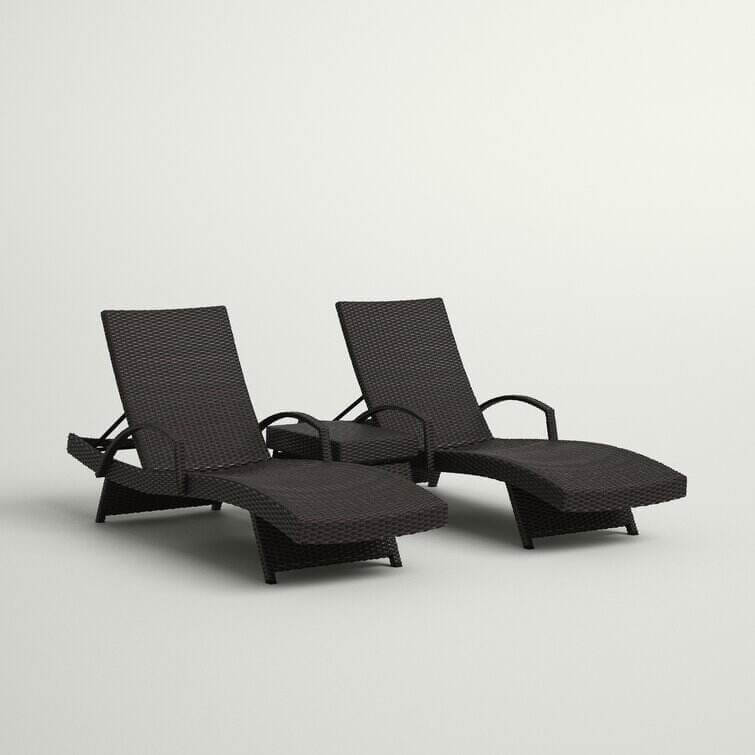 All Weather Wicker Chaise Lounge Set with Table