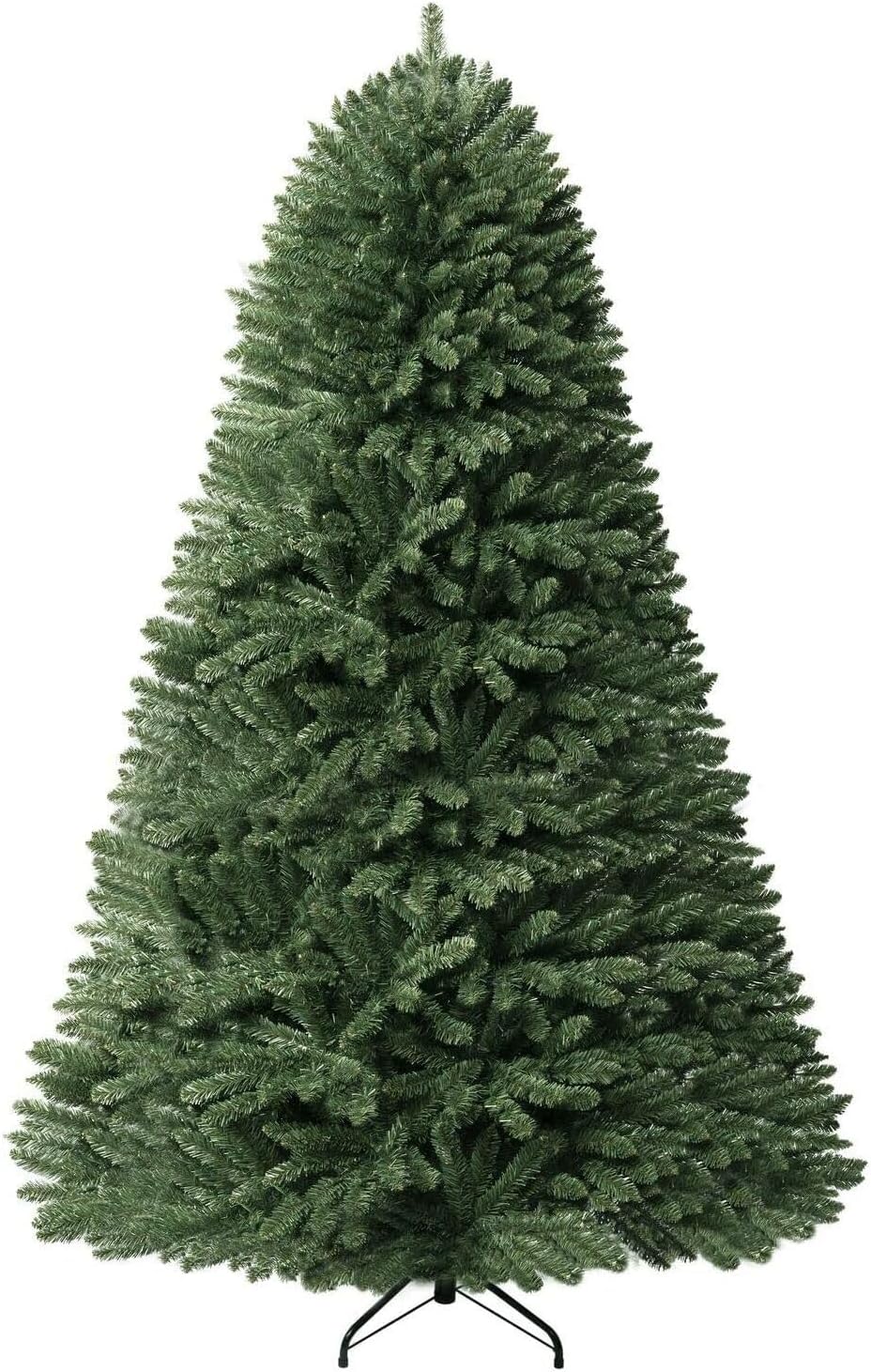 Naomi Home 6.5ft Rustic Christmas Tree with Lights, Realistic Classic Prelit with 2595 Branch Tips, 600 Warm Lights and Metal Stand, Aritificial Tree