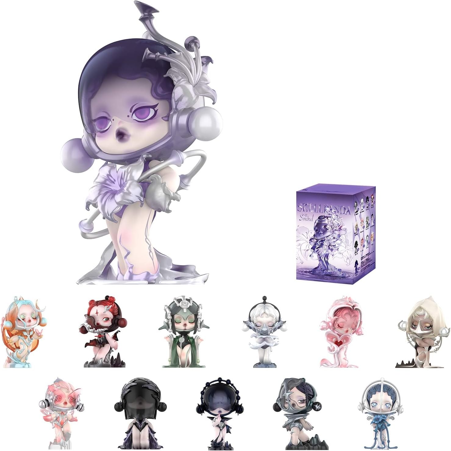 POP MART SKULLPANDA The Sound Series Figures, 12PCs SKULLPANDA Blind Box Figures, Random Design Action Figures Collectible Toys Home Decorations, Holiday Birthday Gifts, Whole Set