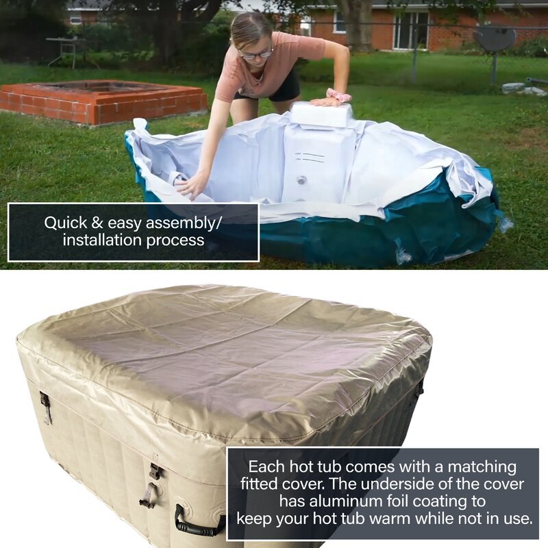 ALEKO Aleko 4 - Person 130 - Jet Square Inflatable Hot Tub