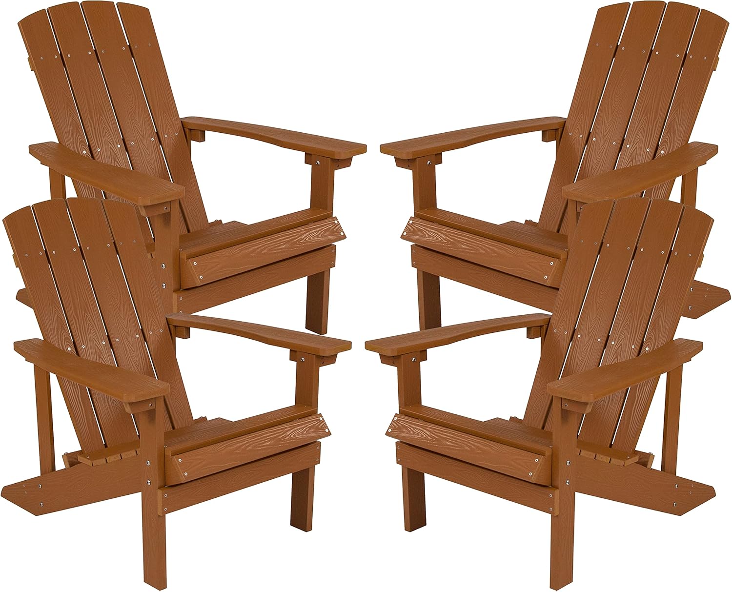 Flash Furniture Charlestown Commercial Grade Indoor/Outdoor Adirondack Chair, Weather Resistant Durable Poly Resin Deck and Patio Seating, Green
