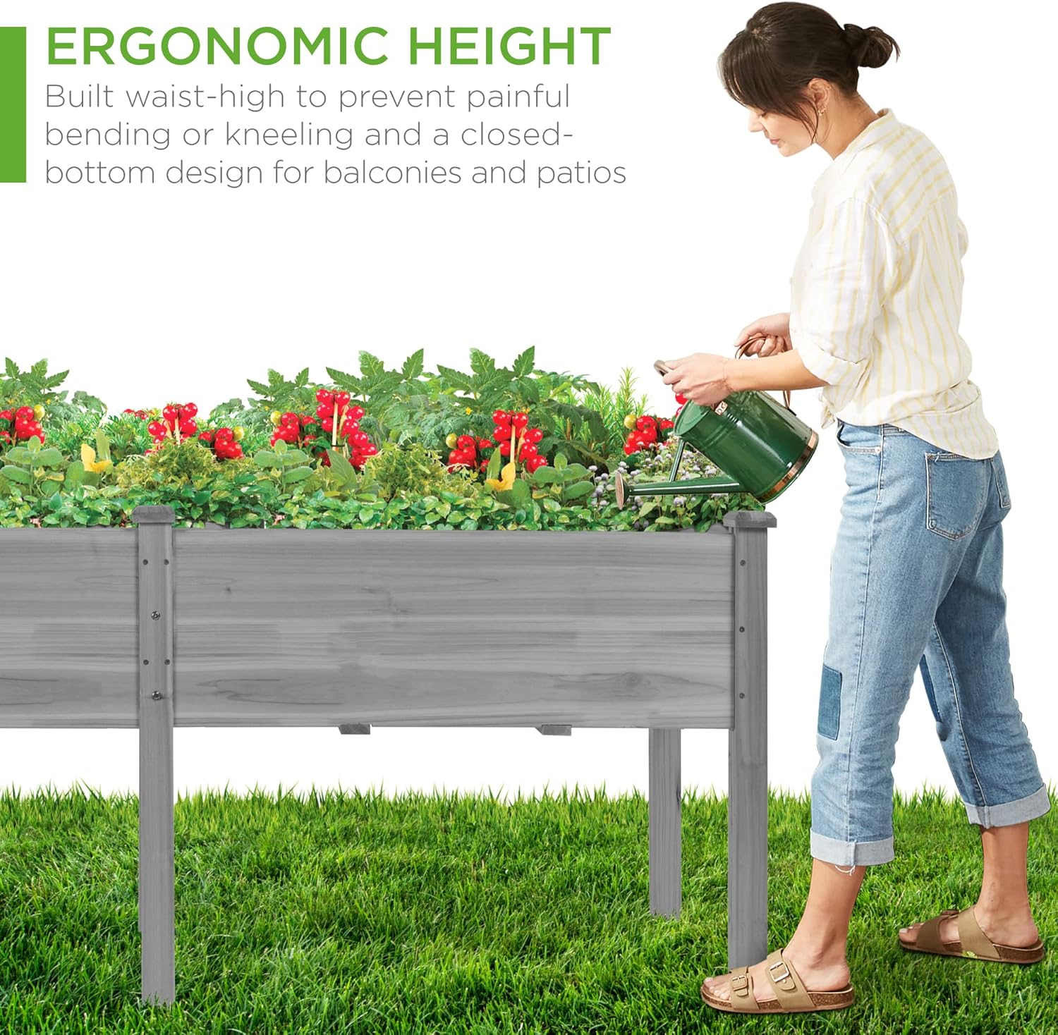 Best Choice Products 72x23x30in Raised Garden Bed, Elevated Wood Planter Box Stand for Backyard, Patio, Balcony w/Divider Panel, 6 Legs, 300lb Capacity - Natural