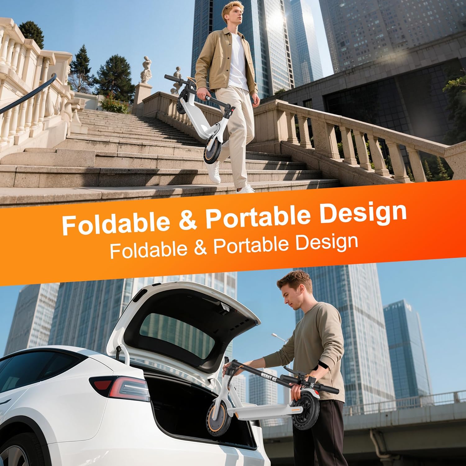 WERHY Electric Scooter, 350W/500W Motor, Top Speed 19/22 mph, Max 16/23/28Miles Ranges, Foldable E Scooter for Adults