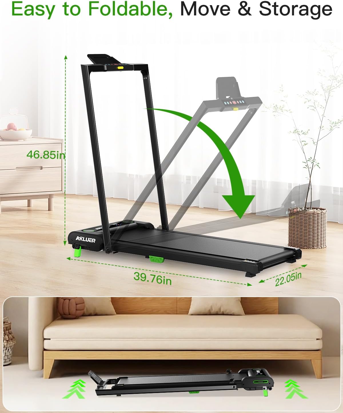 Walking Pad with Incline, Akluer Incline Walking Pad Treadmill for Home, 2.5 HP Under Desk Treadmill Small with Remote Control, Walking Pad Small Treadmill with LED Display