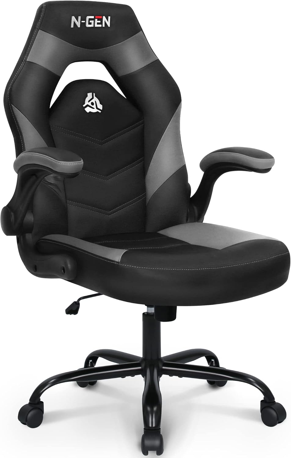 N-GEN Video Gaming Computer Chair Ergonomic Office Chair Desk Chair with Lumbar Support Flip Up Arms Adjustable Height Swivel PU Leather Executive with Wheels for Adults Women Men (Pink)