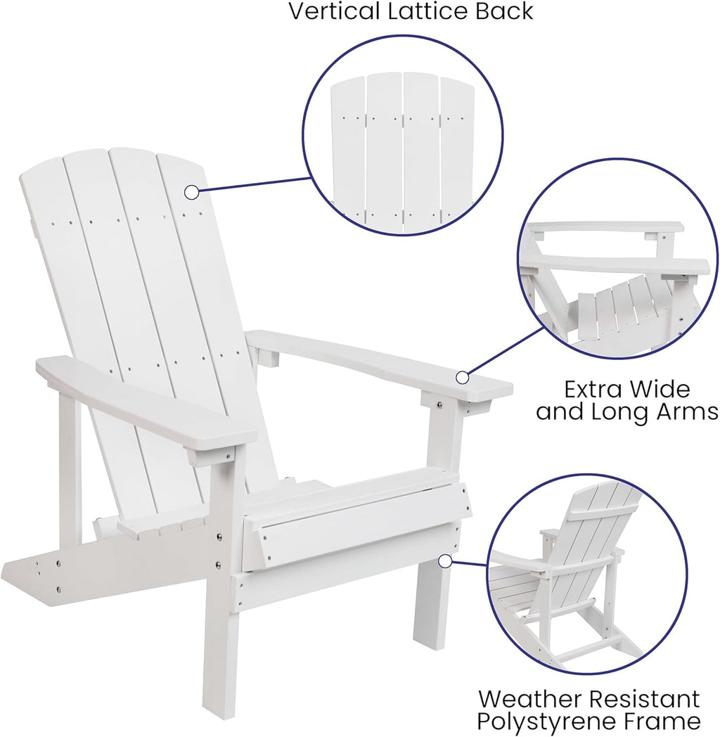 Flash Furniture Charlestown Commercial Grade Indoor/Outdoor Adirondack Chair, Weather Resistant Durable Poly Resin Deck and Patio Seating, Green