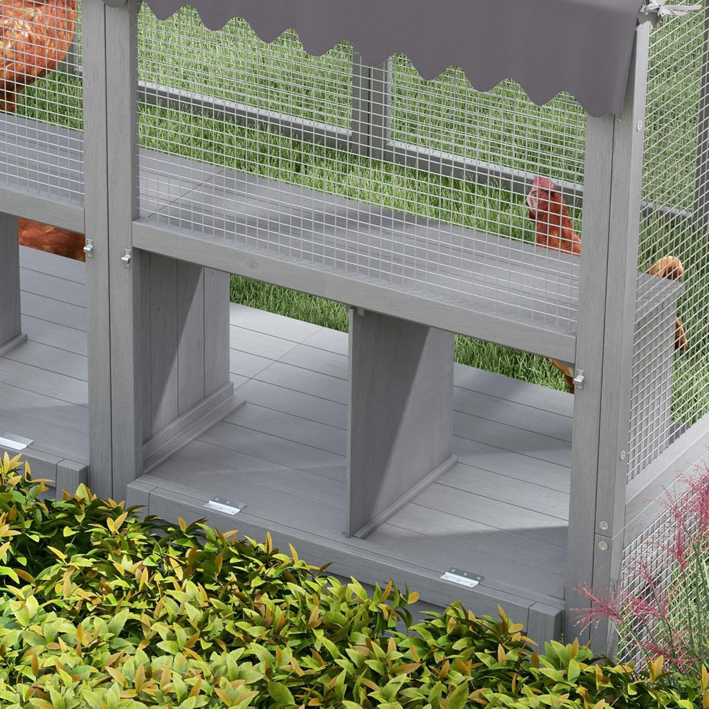 PawHut Large Chicken Run, Wooden Chicken Coop with Waterproof & Anti-UV Cover, Split Door, 4 Nesting Boxes, Roosting Bar, Walk-in Chicken Pen for 8-12 Chickens, for Backyard, Farm, 9' x 6' x 6'