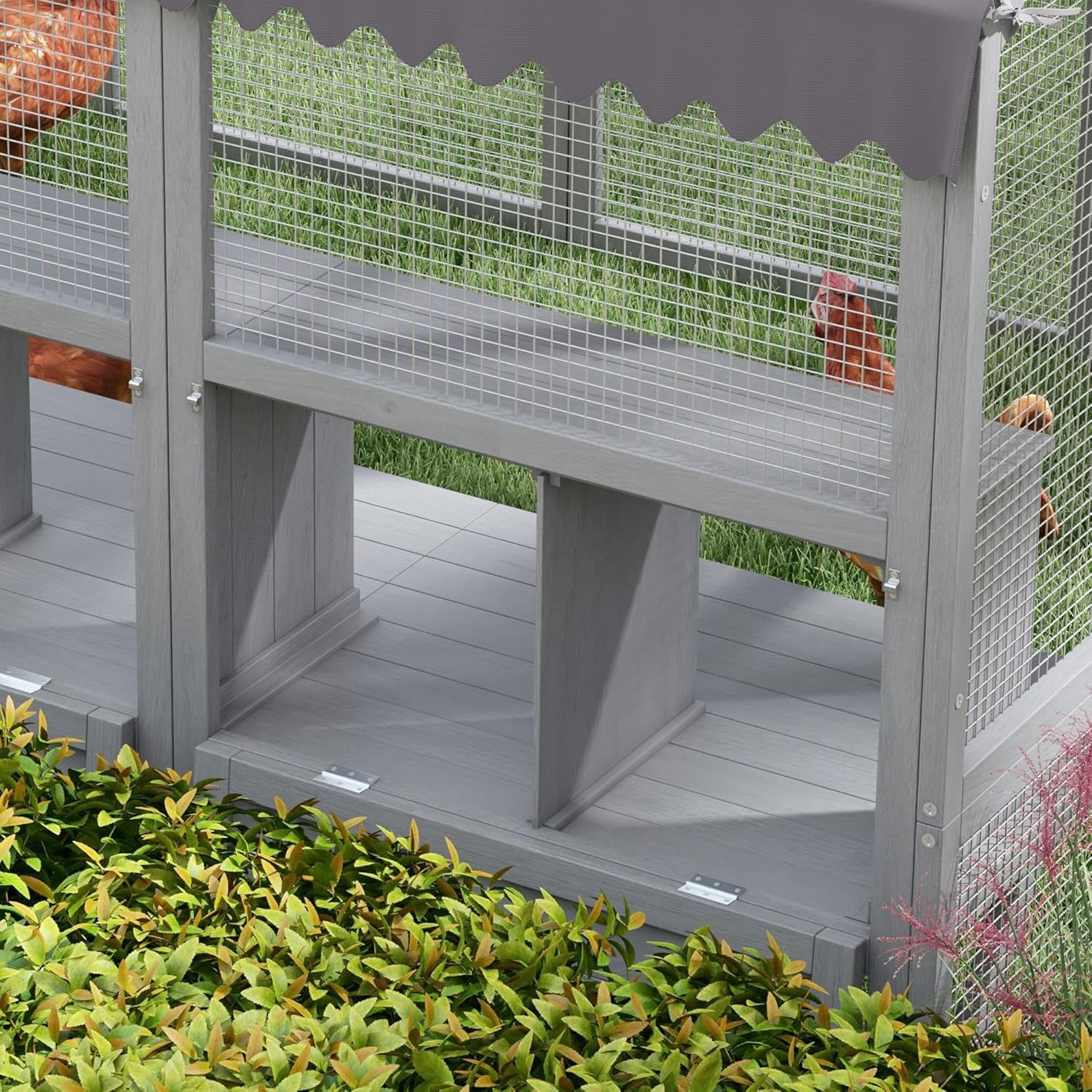 PawHut Large Chicken Run, Wooden Chicken Coop with Waterproof & Anti-UV Cover, Split Door, 4 Nesting Boxes, Roosting Bar, Walk-in Chicken Pen for 8-12 Chickens, for Backyard, Farm, 9' x 6' x 6'