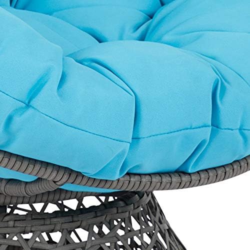 OSP Home Furnishings Wicker Papasan Chair with 360-Degree Swivel, Brown Frame with Brown Cushion