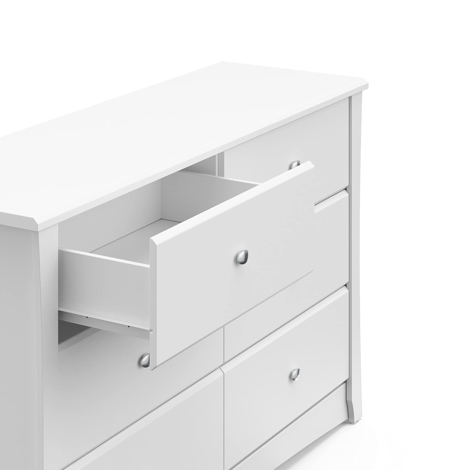 Storkcraft Crescent 6 Drawer Double Dresser (Pebble Gray) – GREENGUARD Gold Certified, For Nursery, Dresser, Kids Nursery Organizer, Chest of Drawers