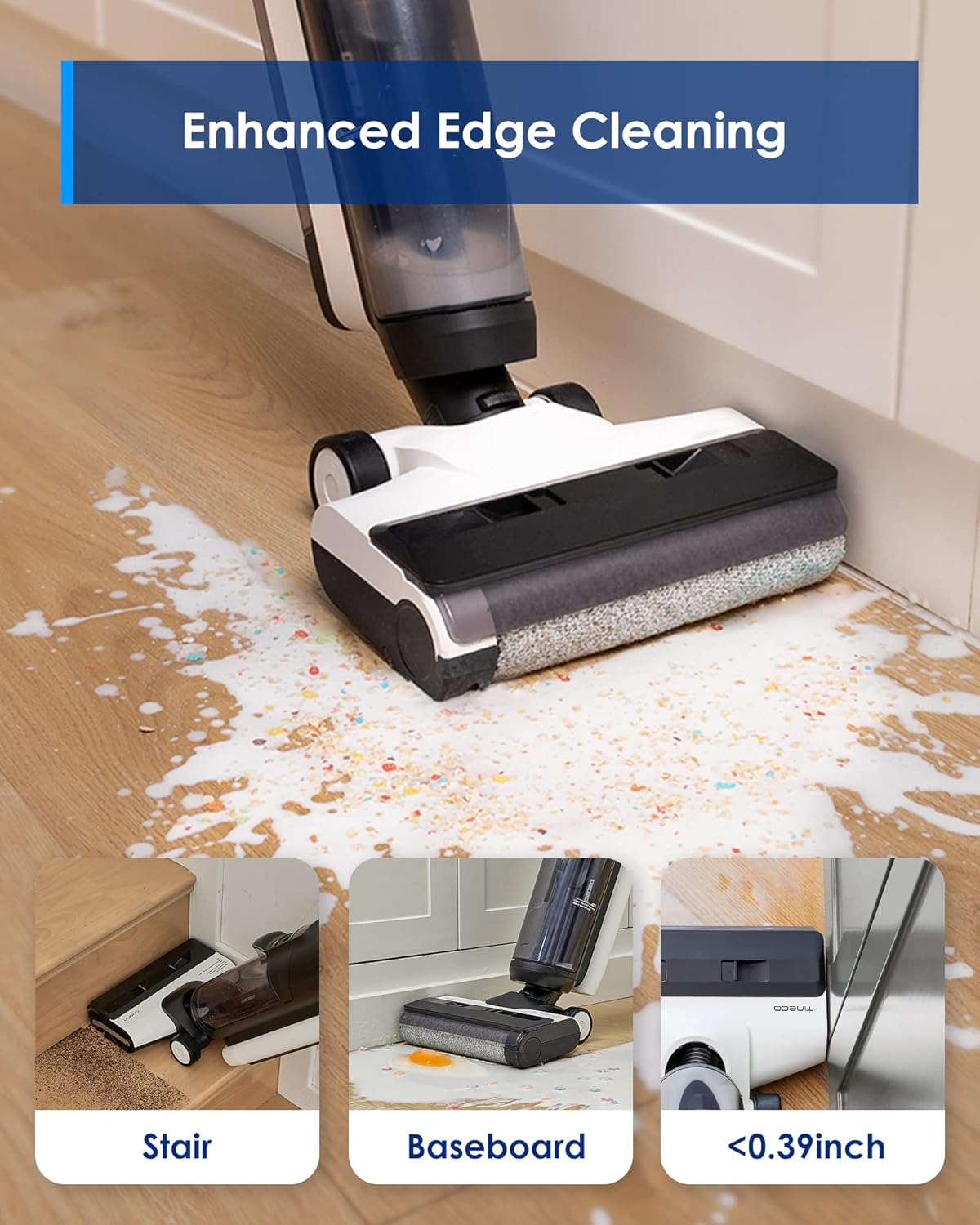 Tineco iFLOOR 5 Breeze Complete Wet Dry Vacuum Cordless Floor Washer, One-Step Cleaning for Hard Floors, Edge Clean, Auto Self-Cleaning, Lightweight & Cordless Design
