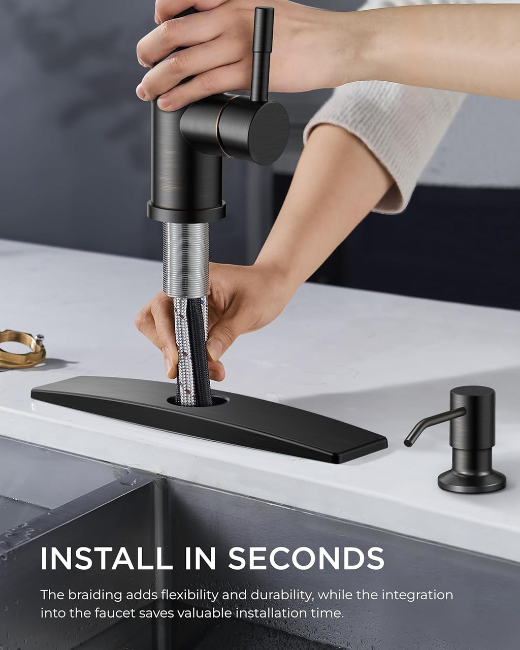 FORIOUS Touchless Kitchen Faucets, Brushed Nickel Kitchen Faucet with Pull Down Sprayer, Single Handle Smart Motion Sensor Kitchen Sink Faucet,Contemporary Hands-Free Sink Faucet for Farmhouse Laundry