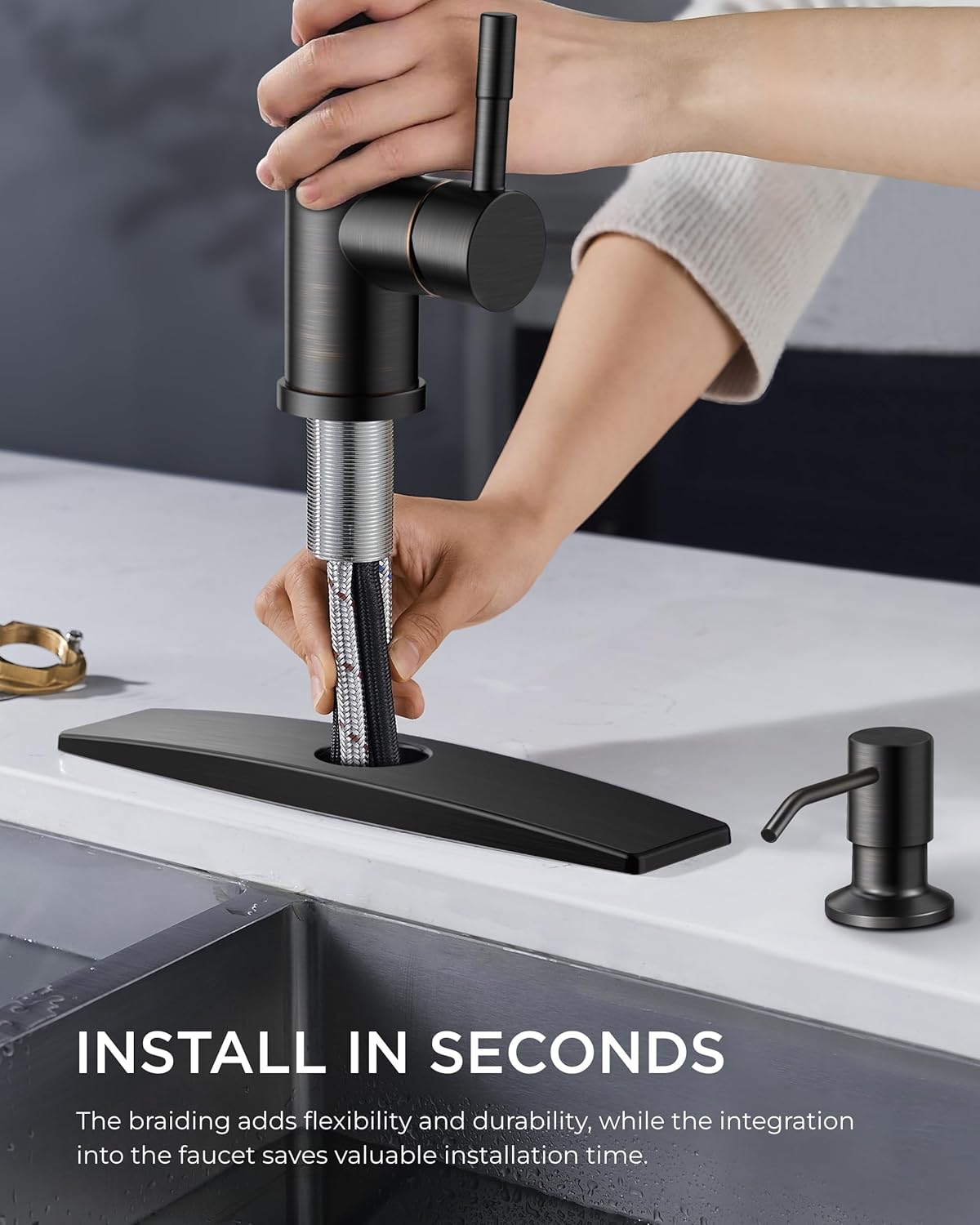 FORIOUS Touchless Kitchen Faucets, Brushed Nickel Kitchen Faucet with Pull Down Sprayer, Single Handle Smart Motion Sensor Kitchen Sink Faucet,Contemporary Hands-Free Sink Faucet for Farmhouse Laundry