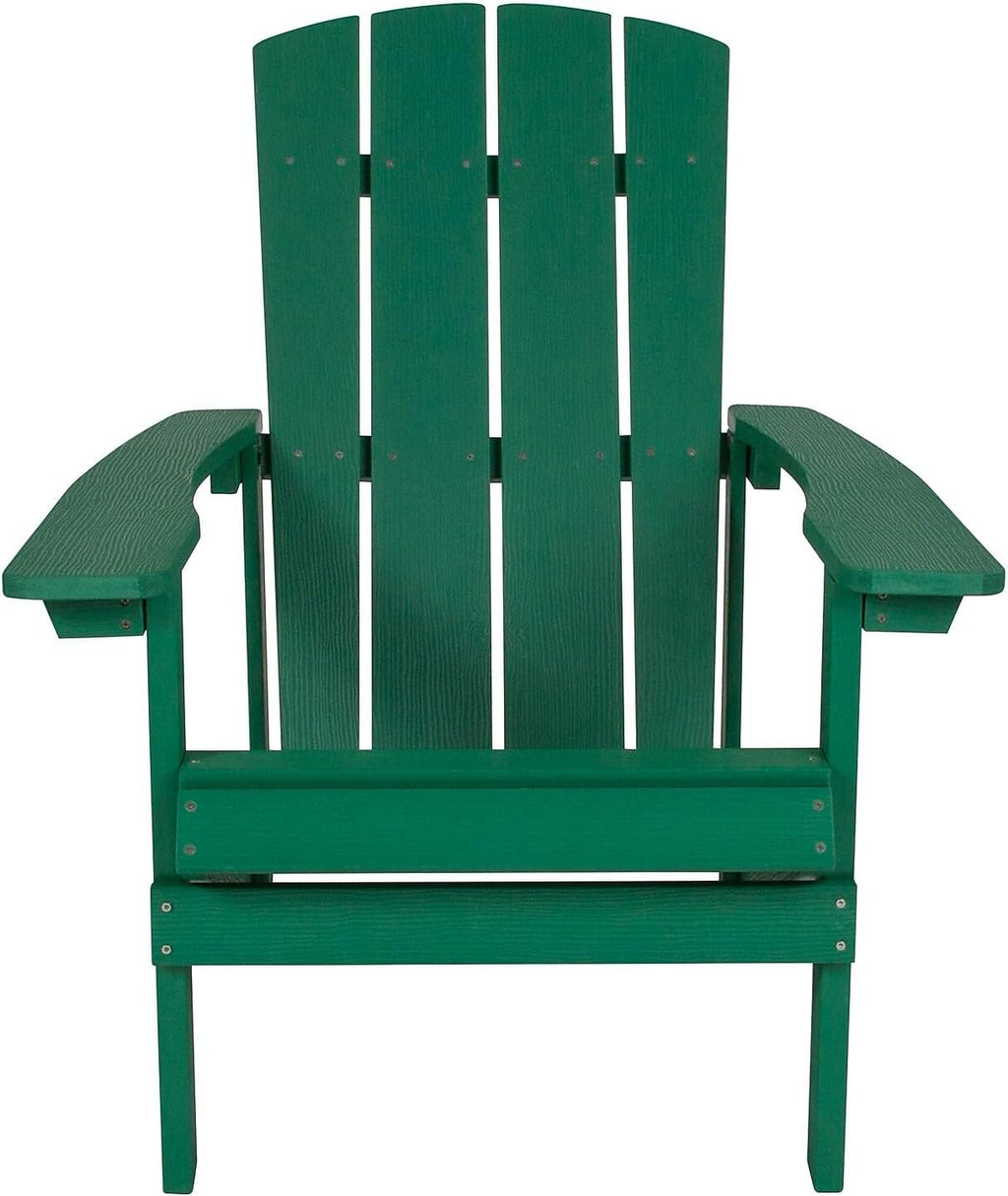 Flash Furniture Charlestown Commercial Grade Indoor/Outdoor Adirondack Chair, Weather Resistant Durable Poly Resin Deck and Patio Seating, Green