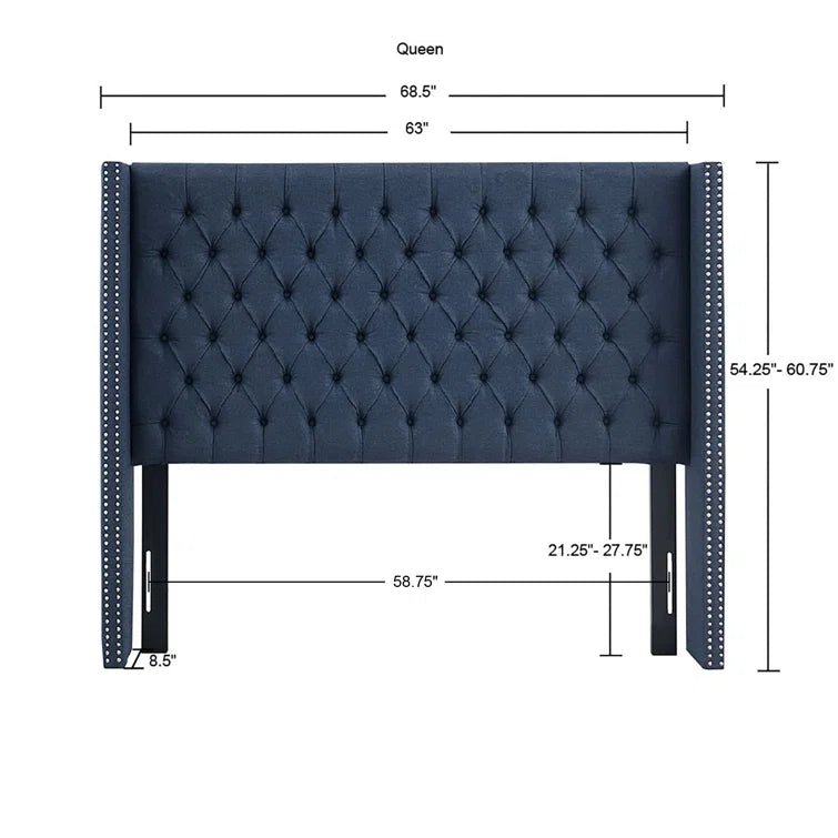 Tickhill Upholstered Wingback Button Tufted Headboard