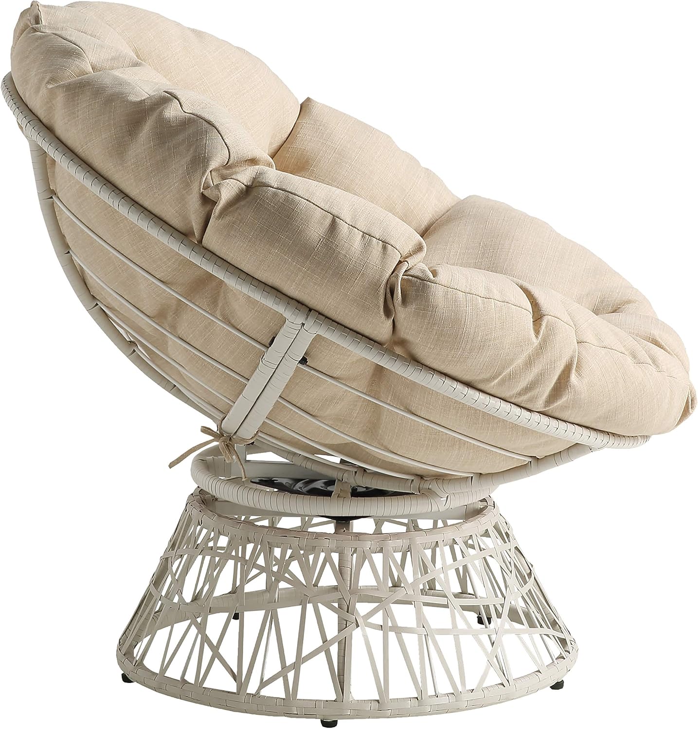 OSP Home Furnishings Wicker Papasan Chair with 360-Degree Swivel, Brown Frame with Brown Cushion