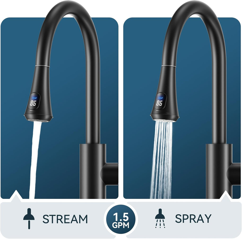 FORIOUS Touchless Kitchen Faucets, Brushed Nickel Kitchen Faucet with Pull Down Sprayer, Single Handle Smart Motion Sensor Kitchen Sink Faucet,Contemporary Hands-Free Sink Faucet for Farmhouse Laundry