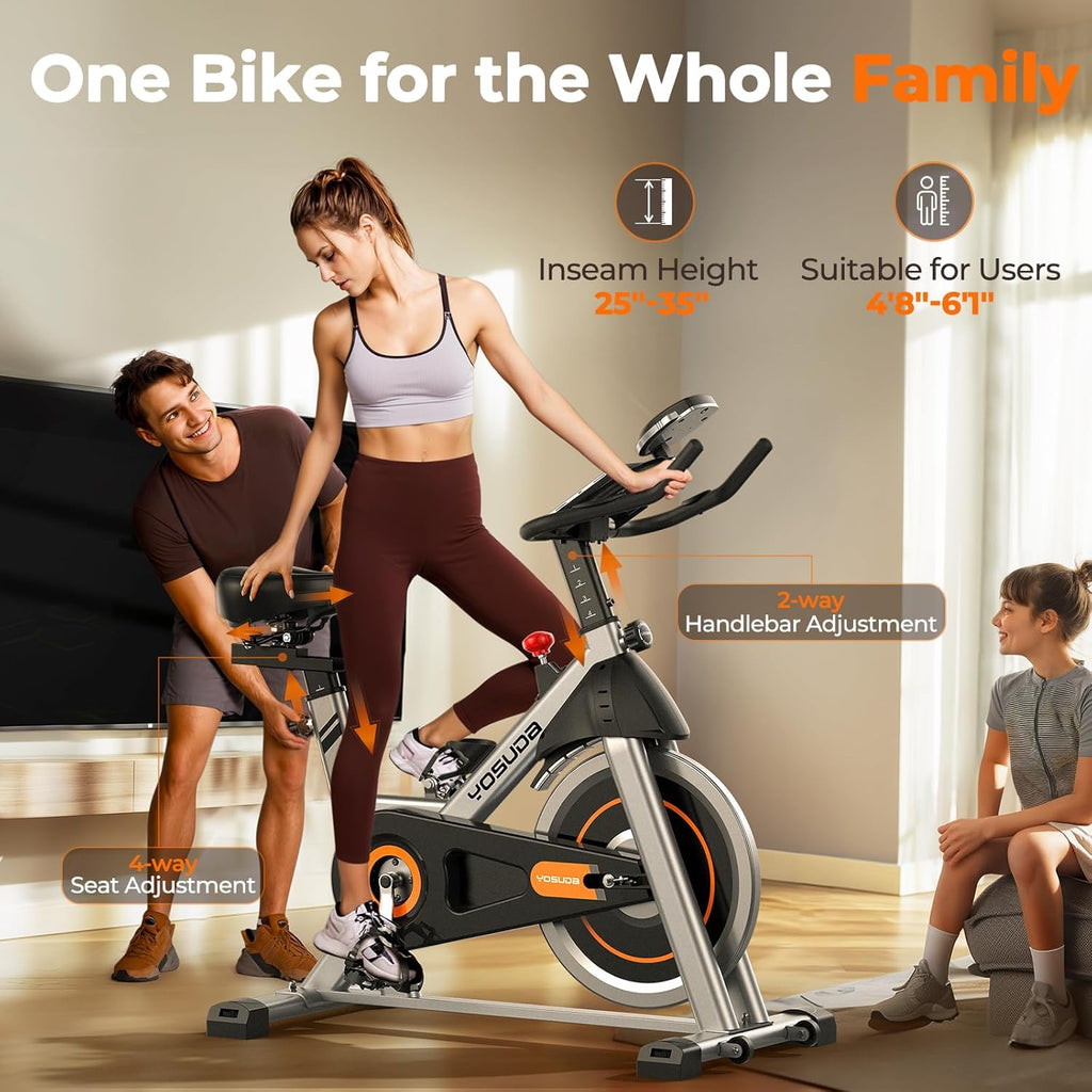 YOSUDA Exercise Bike, Brake Pad Stationary Bike for Home with Exclusive App, Magnetic Indoor Cycling Bike with 300 lb Weight Capacity, Low Noise, Tablet Holder and Fitness Courses for Weight Loss