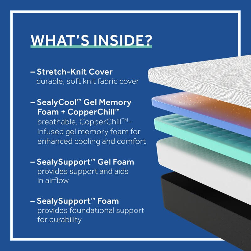 Sealy Cool 12" Medium Memory Foam Mattress with CopperChill Technology