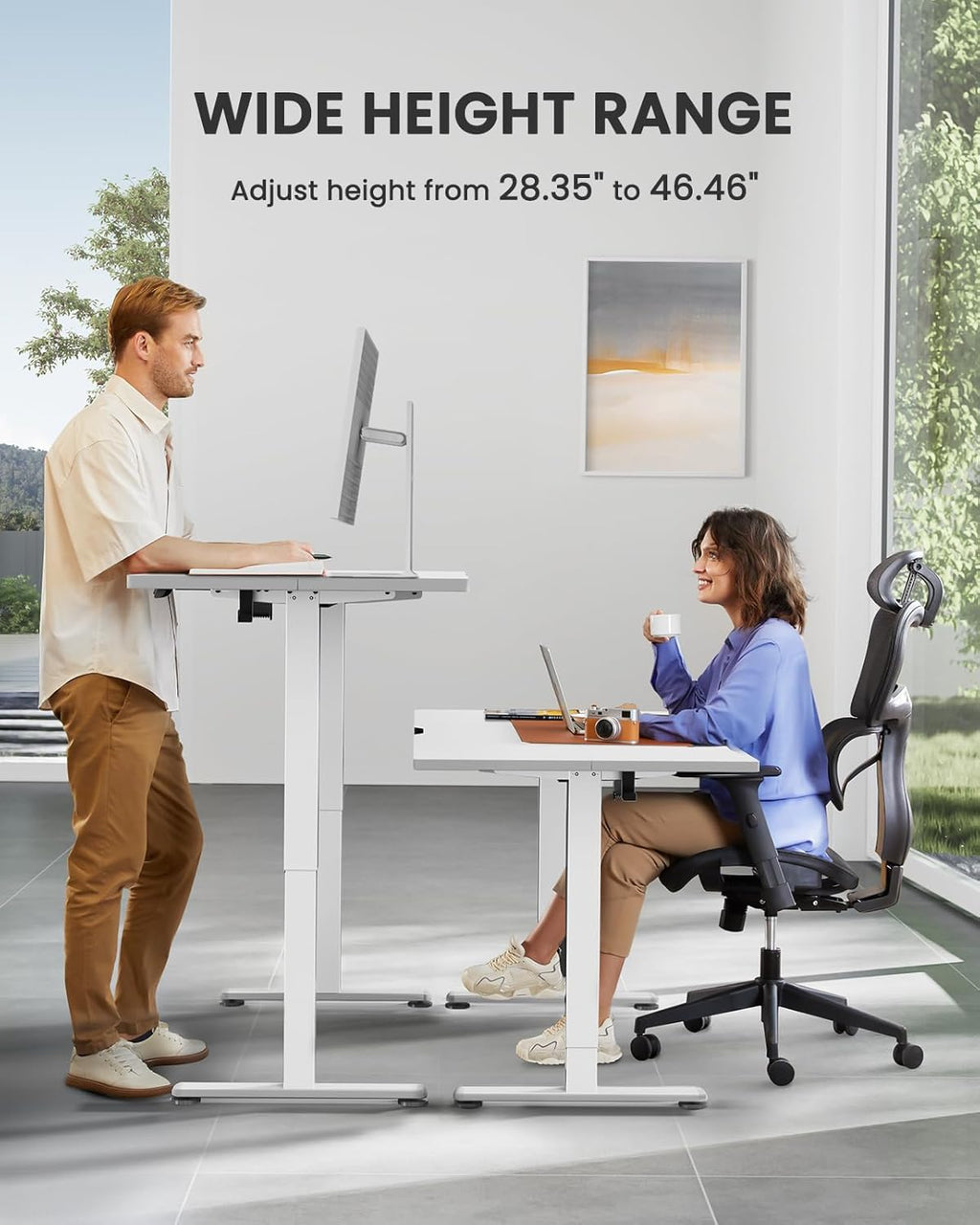 ErGear Height Adjustable Electric Standing Desk, 40 x 24 Inches Sit Stand up Desk, Memory Computer Home Office Desk (Light Vintage Brown)