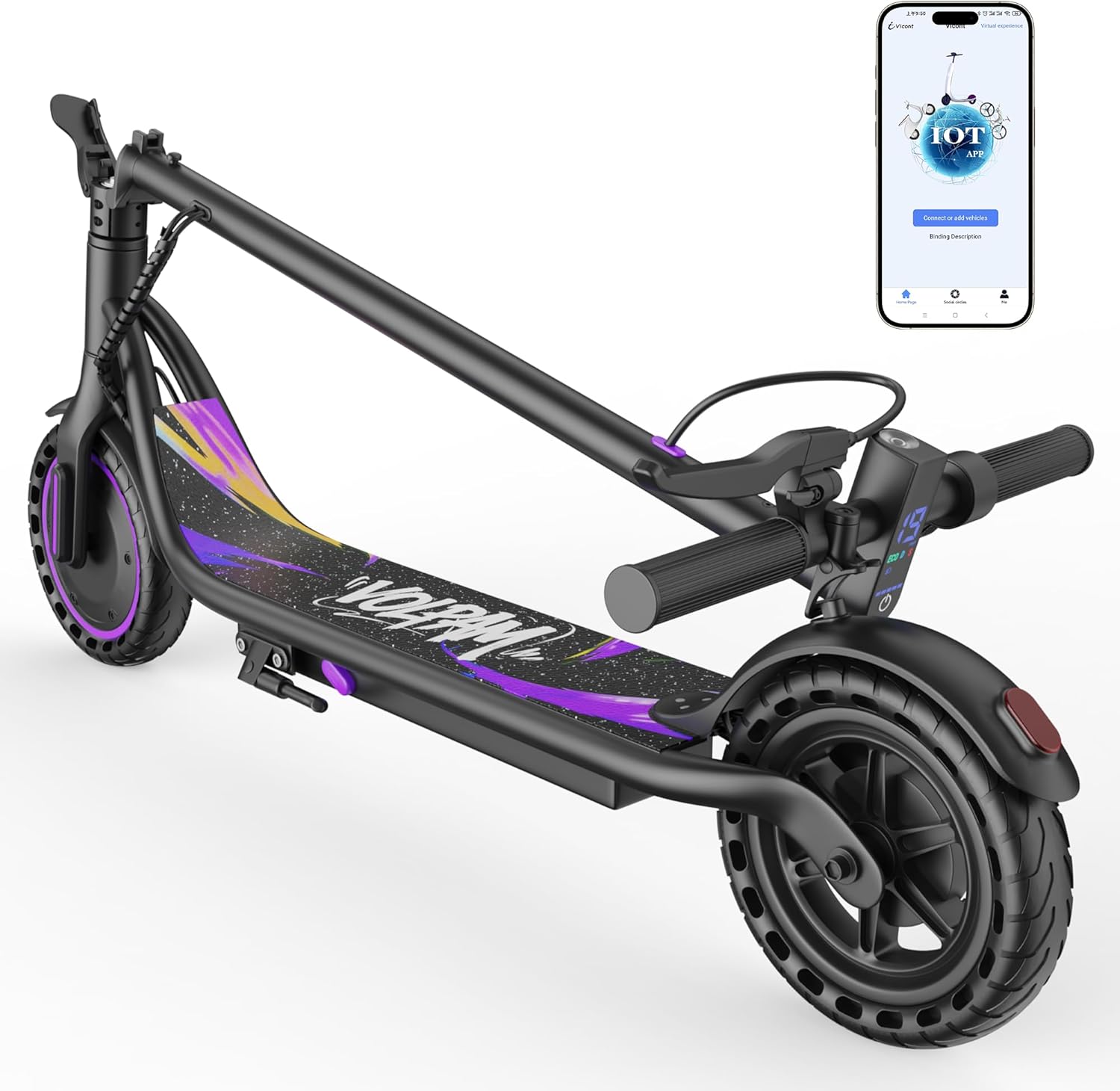 VOLPAM Electric Scooter with 8.5"/10" Solid Tire, 350W/500W Powerful Motor & 19/22 MPH Top Speed, 16/23 Miles Long Range, Folding E Scooter Choice