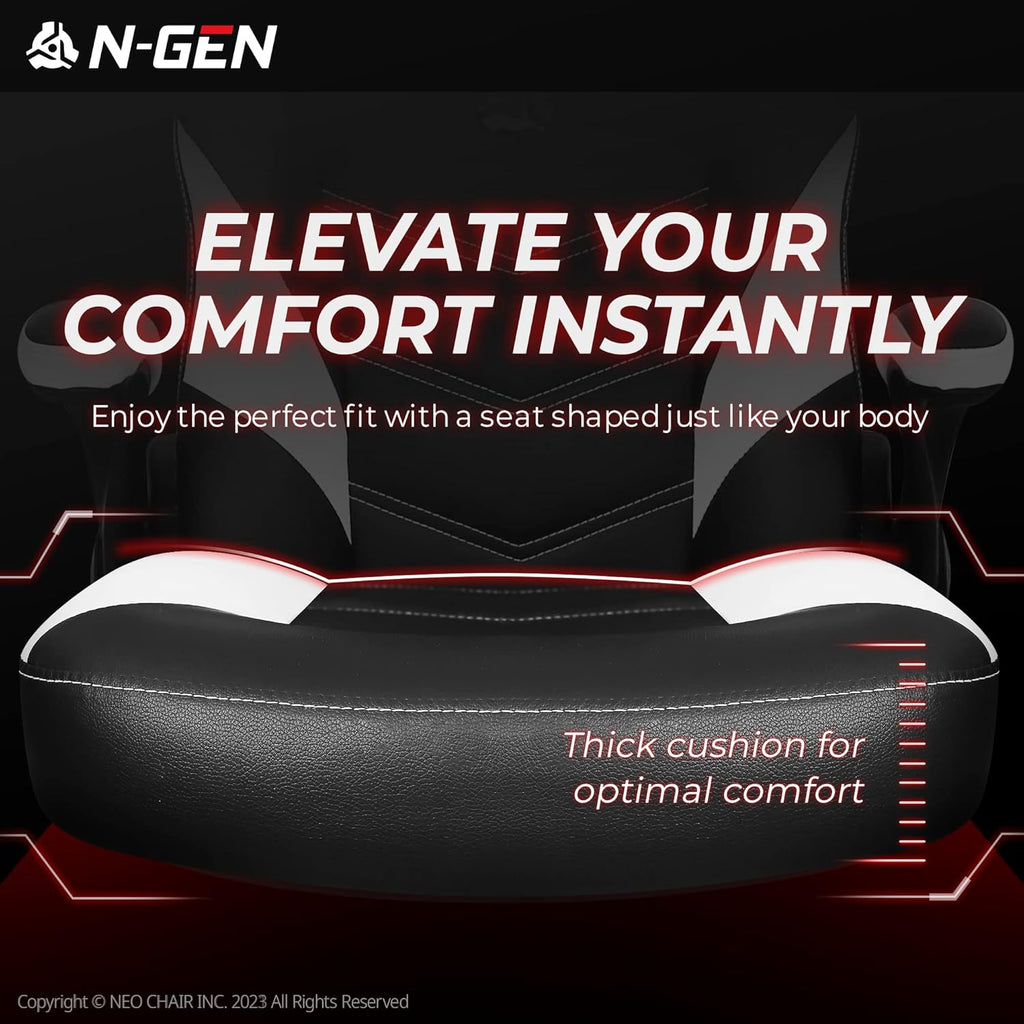 N-GEN Video Gaming Computer Chair Ergonomic Office Chair Desk Chair with Lumbar Support Flip Up Arms Adjustable Height Swivel PU Leather Executive with Wheels for Adults Women Men (Pink)