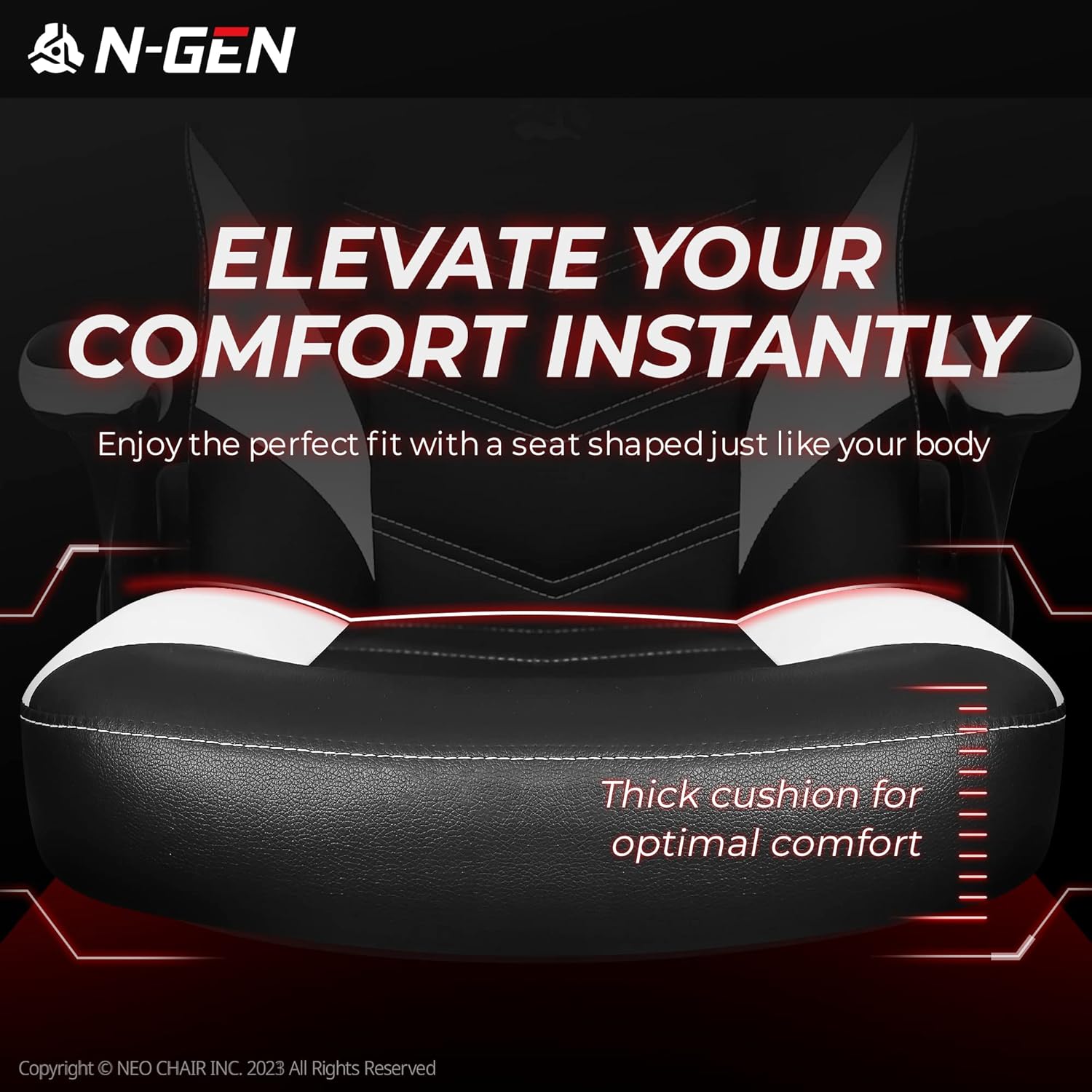 N-GEN Video Gaming Computer Chair Ergonomic Office Chair Desk Chair with Lumbar Support Flip Up Arms Adjustable Height Swivel PU Leather Executive with Wheels for Adults Women Men (Pink)