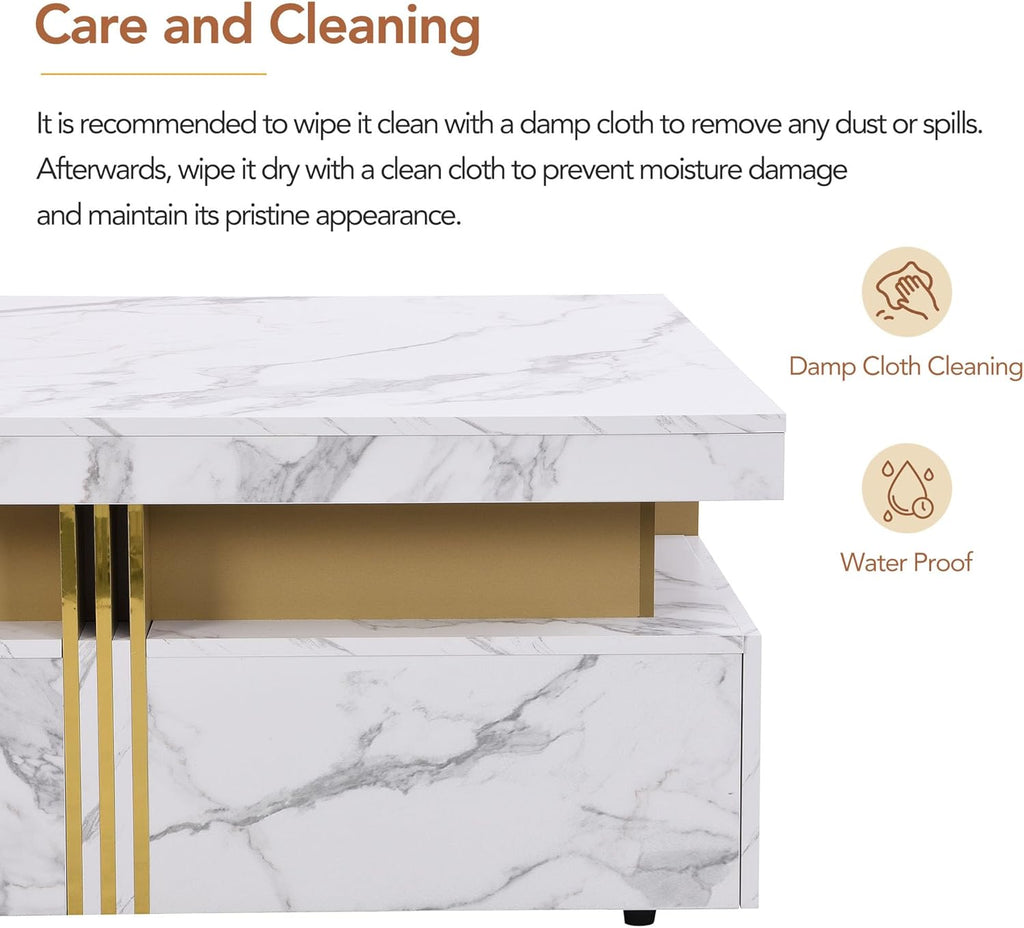 Modern White Square Storage Coffee Table with 4 Drawers