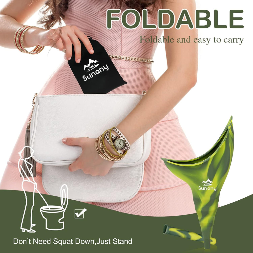 Female Urination Device,Reusable Silicone Female Urinal Foolproof Women Pee Funnel Allows Women to Pee Standing Up,Women's Urinal with Drawstring Bags is The Perfect Companion for Travel and Outdoor