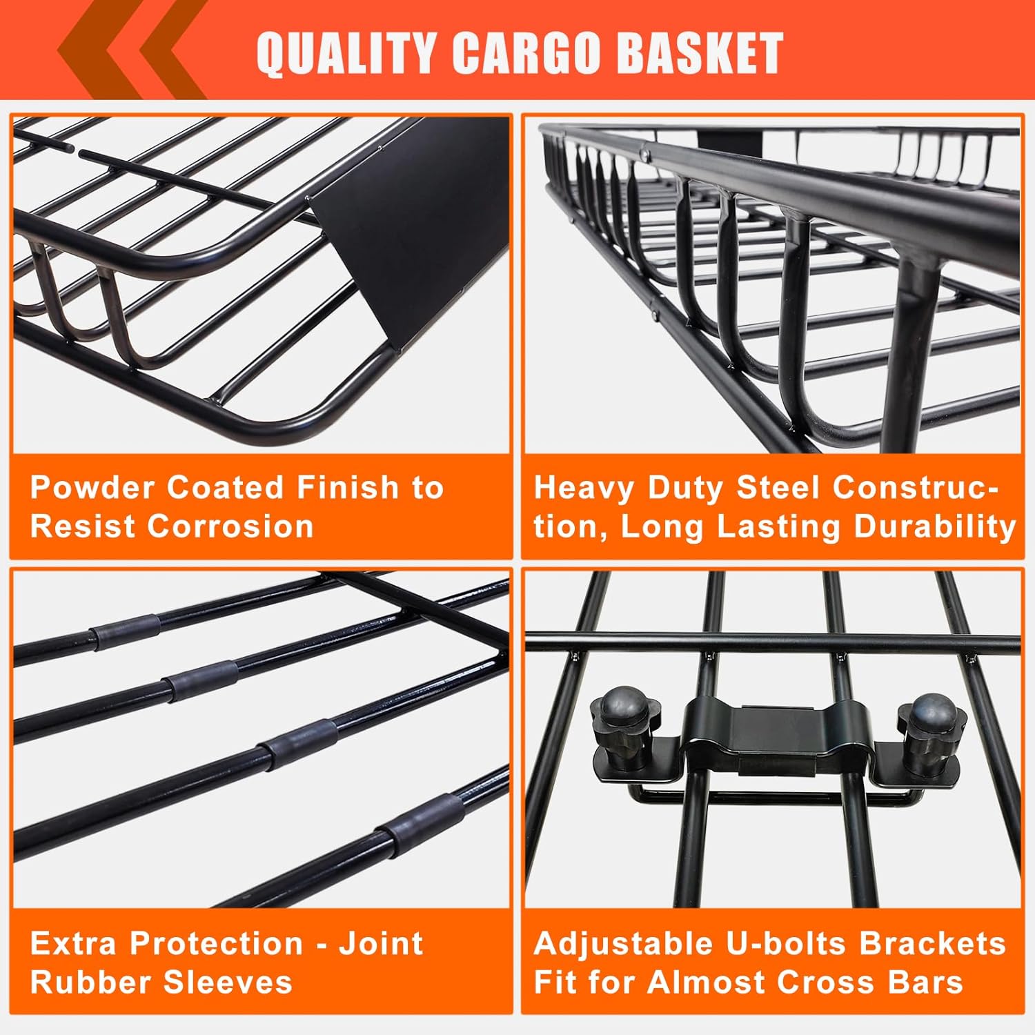 MeeFar High Rail Trailer Folding Hitch Mount Cargo Carrier Basket 60" X 24" X 14"+Waterproof Cargo Bag 20 cu ft(59" 24" 24"), Capacity of 500 Lbs with Hitch Stabilizer, Net, Lock and Straps