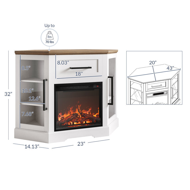 Lakeisha TV Stand for to 43" with Electric Fireplace Included