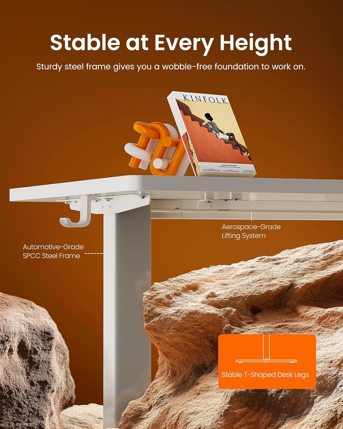 ErGear Height Adjustable Electric Standing Desk, 40 x 24 Inches Sit Stand up Desk, Memory Computer Home Office Desk (Light Vintage Brown)