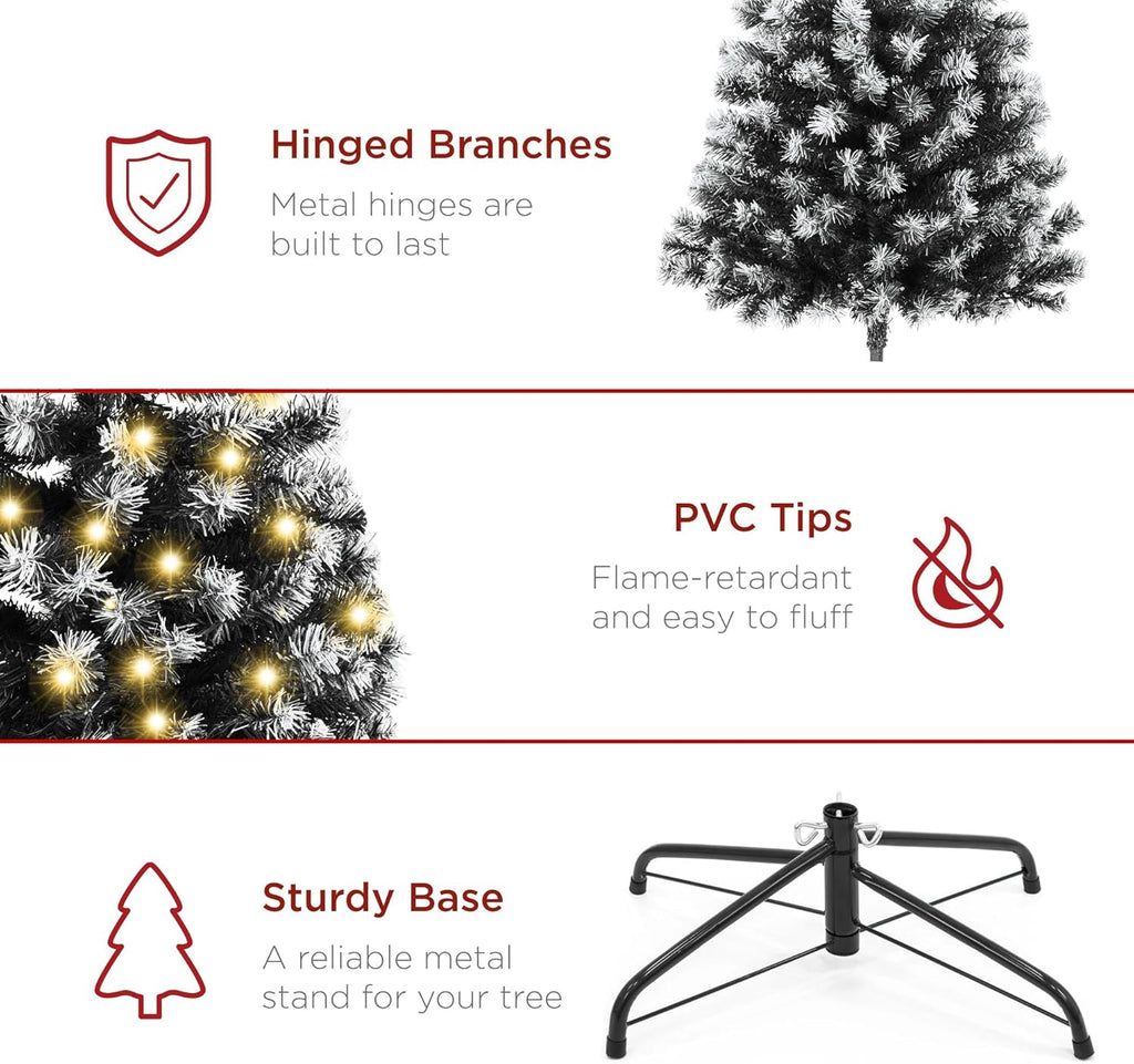 Best Choice Products Artificial Christmas Tree, 6ft Premium Pre-Lit Realistic Spruce Holiday Décor w/Dense Branches, Metal Base - Green Spruce