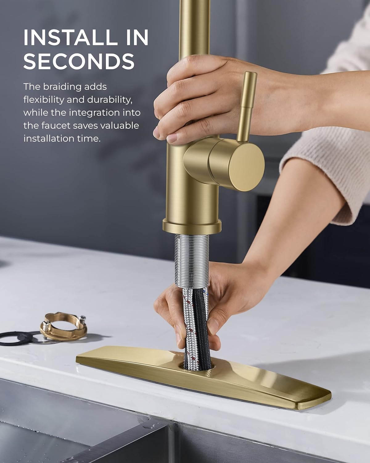 FORIOUS Touchless Kitchen Faucets, Brushed Nickel Kitchen Faucet with Pull Down Sprayer, Single Handle Smart Motion Sensor Kitchen Sink Faucet,Contemporary Hands-Free Sink Faucet for Farmhouse Laundry