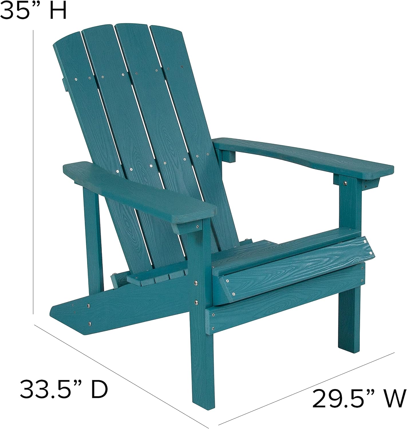 Flash Furniture Charlestown Commercial Grade Indoor/Outdoor Adirondack Chair, Weather Resistant Durable Poly Resin Deck and Patio Seating, Green