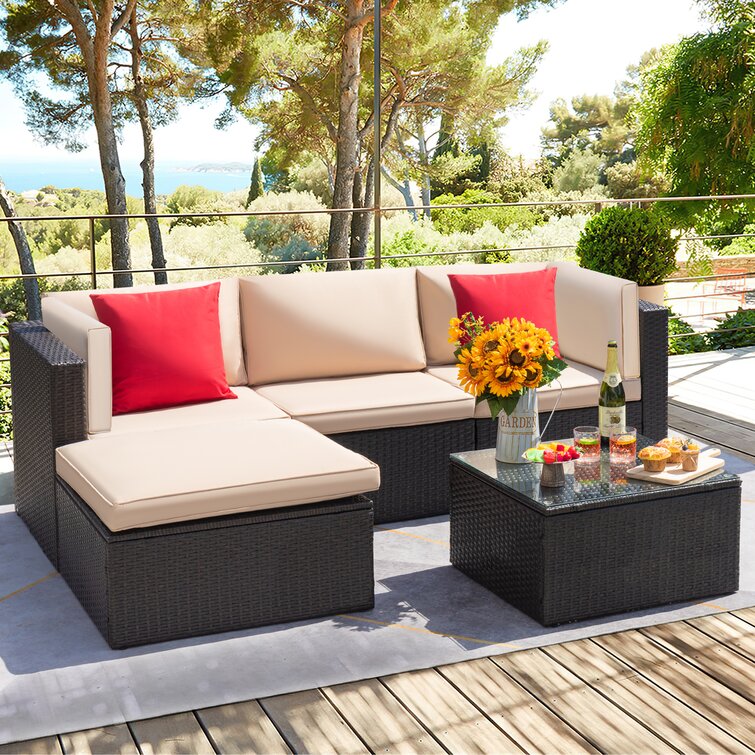 Huang 4 - Person Outdoor Seating Group with Cushions