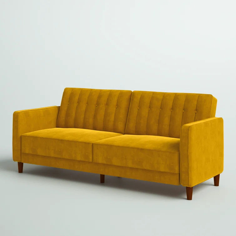 Perdue 81.5" Velvet Square Arm Convertible Sofa